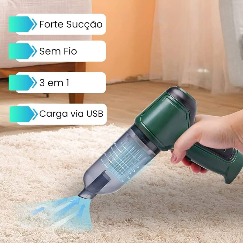 Aspirador de Pó Portátil  -  Ubs  recarregável – Limpeza Fácil e Rápida!