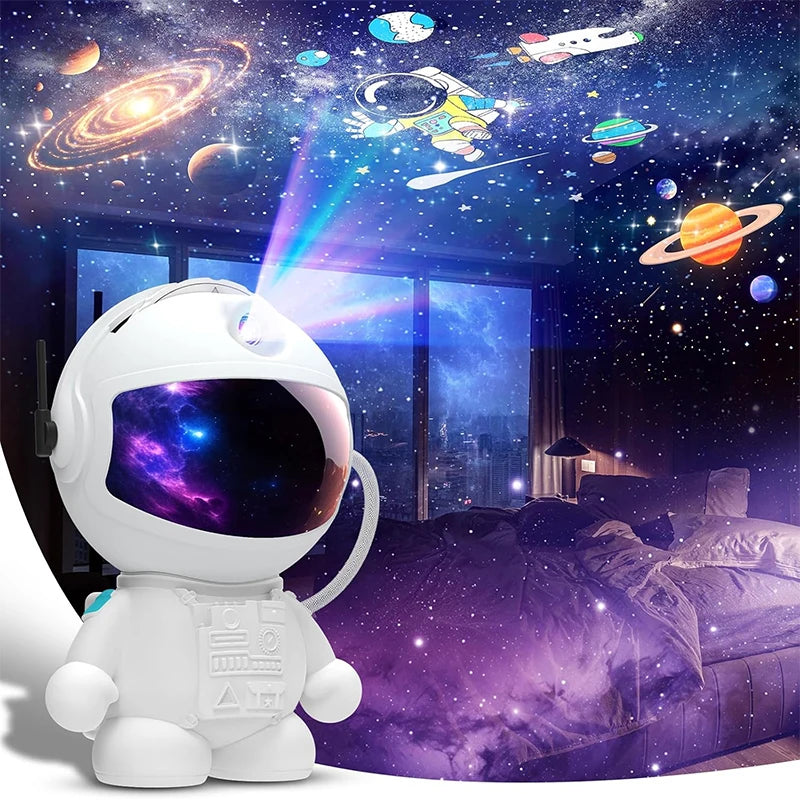 Projetor  Astronauta  -  para dormitório, 12 discos de imagem, luz noturna de galaxia, iluminação ambiente de teto,  Luz de Led.
